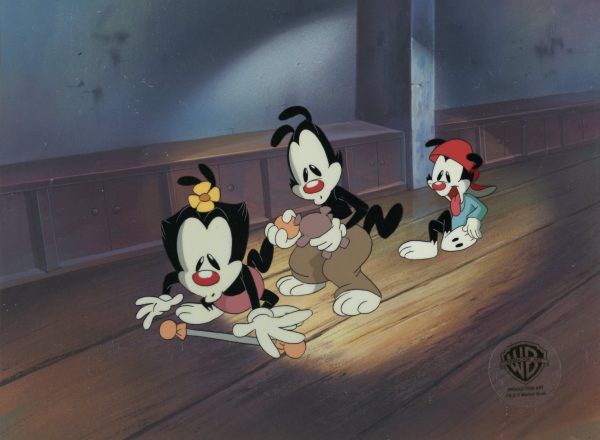 Animaniacs Original Production Cel on Original Background: Yakko, Wakko, Dot For Sale