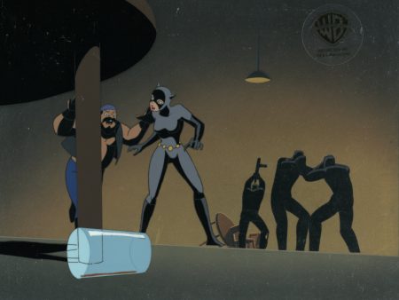 Batman The Animated Series Original Production Cel On Original Background: Catwoman, Thugs Online now