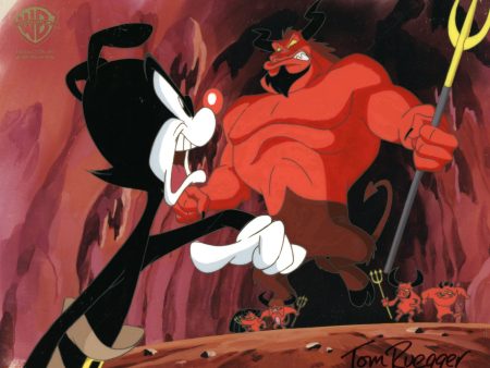 Animaniacs Original Production Cel Signed by Tom Ruegger: Yakko, Satan Online Hot Sale