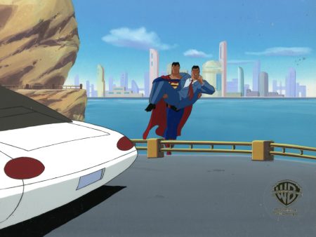 Superman the Animated Series Original Production Cel on Original Background: Bizarro, Clark Kent Hot on Sale