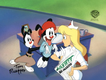 Animaniacs Original Production Cel Signed by Tom Ruegger: Yakko, Wakko, Hello Nurse Online Hot Sale