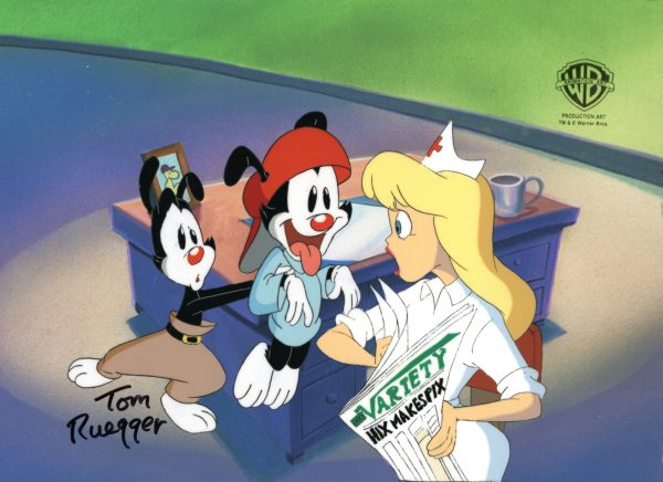 Animaniacs Original Production Cel Signed by Tom Ruegger: Yakko, Wakko, Hello Nurse Online Hot Sale