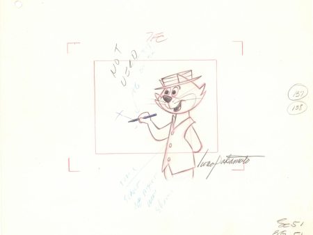 Top Cat, Benny the Ball, Choo Choo Layout Drawing Double App Signed Iwao Takamoto Circa 1960s Fashion