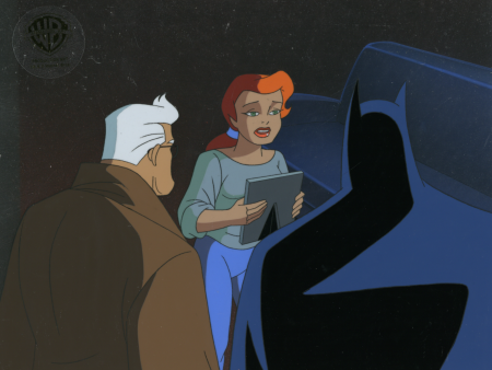 Batman The Animated Series Original Production Cel On Original Background: Batman, Gordon, Pamela Online Hot Sale